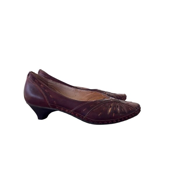 Pinkolinos Brown Cut Out Shoes Spanish Design Kitten Heel Size 39 / 8.5-9 - Picture 2 of 10